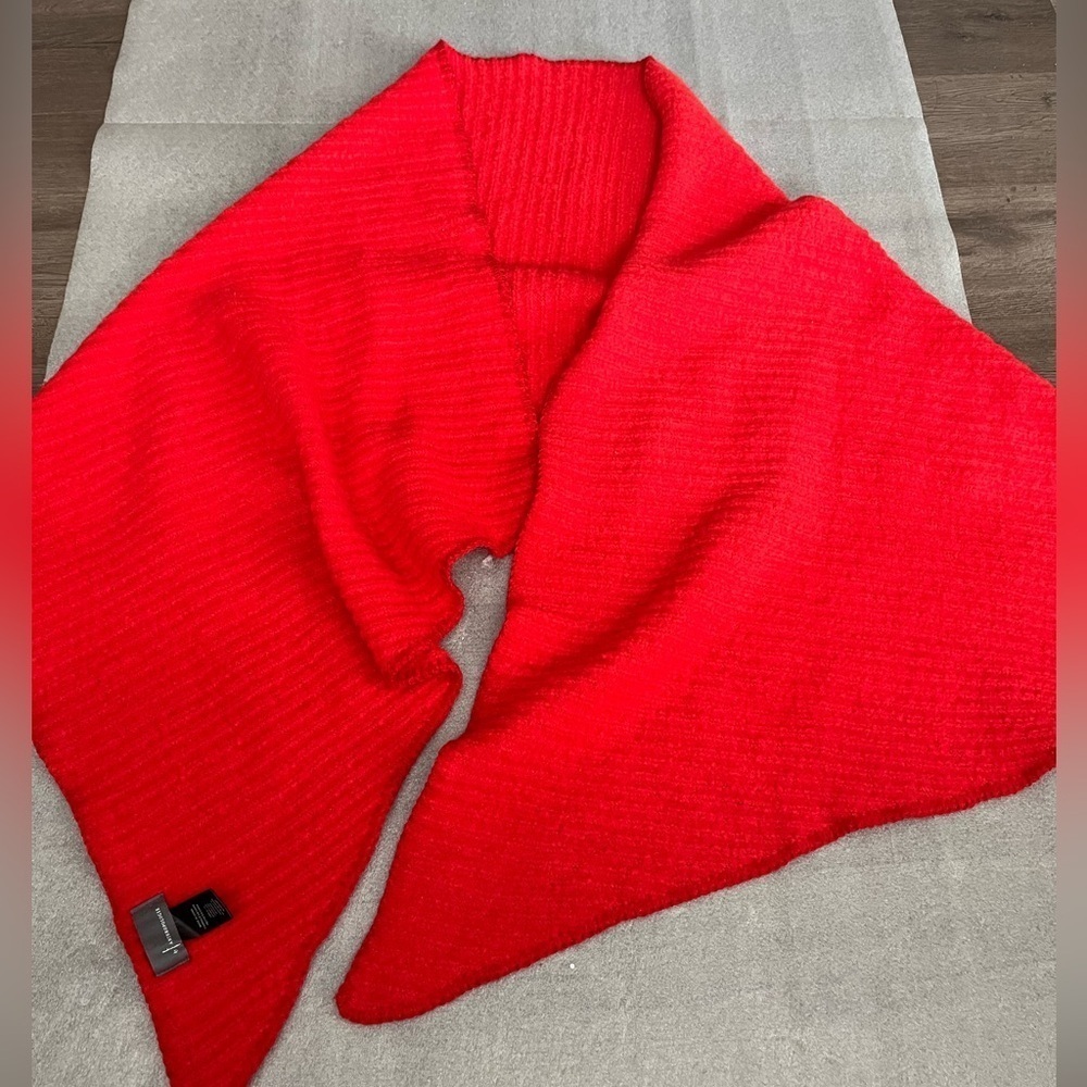 By Anthropologie Vibrant Red Knit Scarf Shawl Recycled Polyester